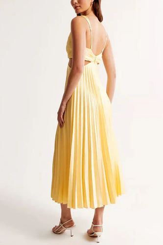 Drune | Plissierter Plunge Midi-Kleid