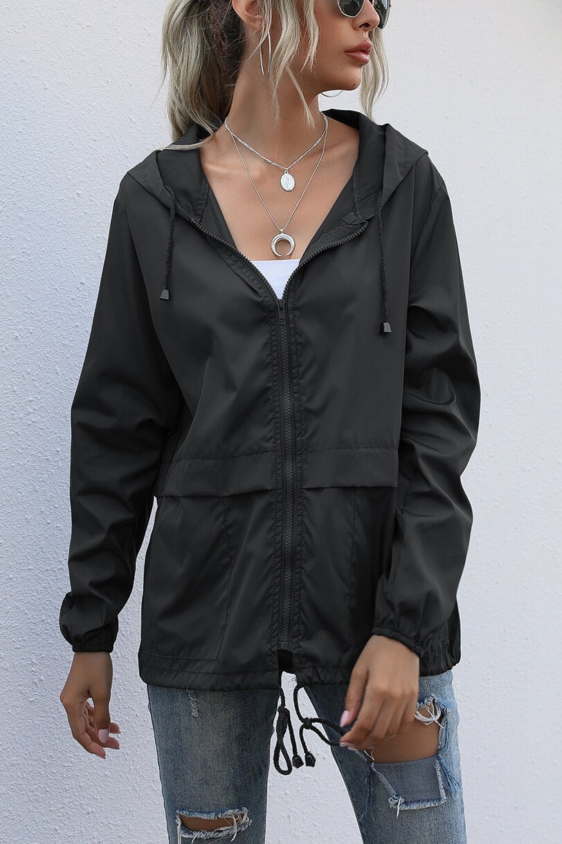 Drune | Windbreaker-Jacke - Verstellbarer Kordelzugbund - Wasserabweisend - Lässige Outdoor-Schicht