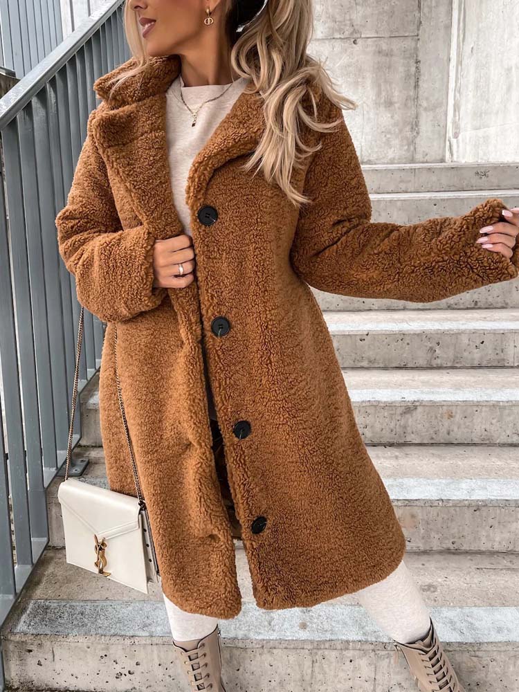 Drune | Teddy Mantel Warm Langer Teddy Mantel (Übergrößen Verfügbar)