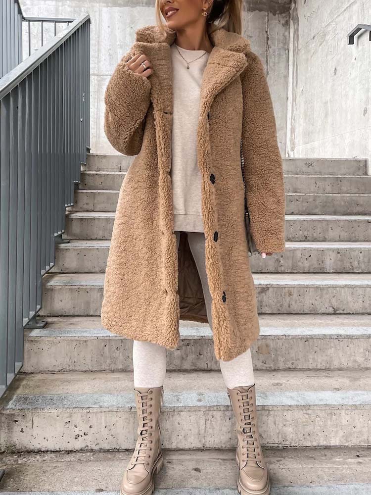 Drune | Teddy Mantel Warm Langer Teddy Mantel (Übergrößen Verfügbar)
