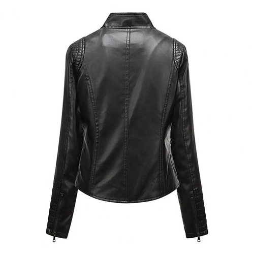 Drune | sportliche kurze Lederjacke für Damen mit Stehkragen