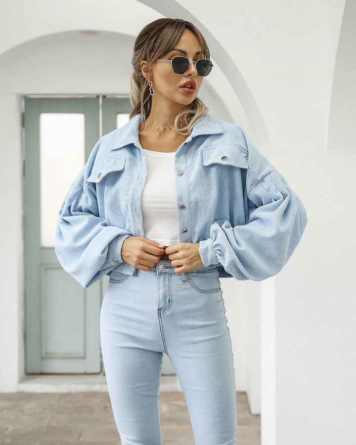 Drune | Kurze Corduroy Jacke Baumwollmischung Trendy und Lässig