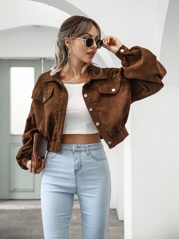 Drune | Kurze Corduroy Jacke Baumwollmischung Trendy und Lässig