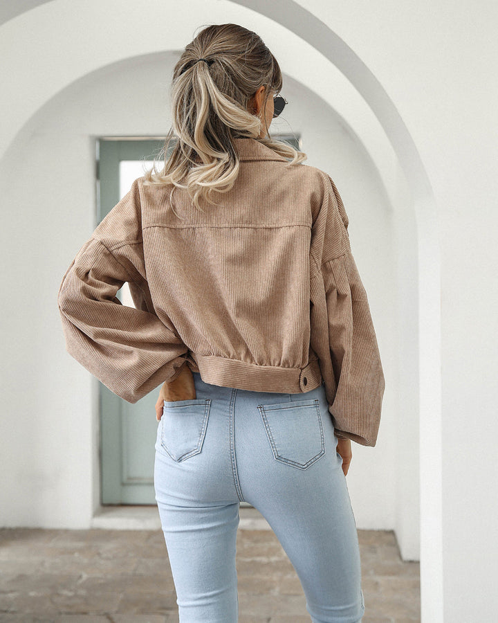 Drune | Kurze Corduroy Jacke Baumwollmischung Trendy und Lässig