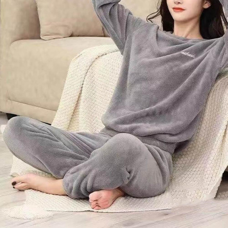 Drune | Pyjama Set Warme Plüsch-Schlafkleidung für Damen
