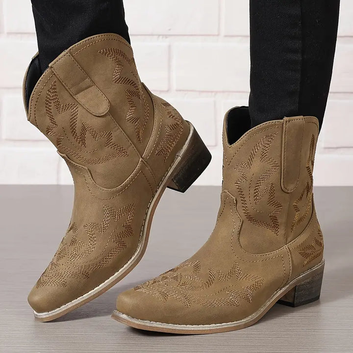 Drune | Elegant Gestickte Western Stiefeletten
