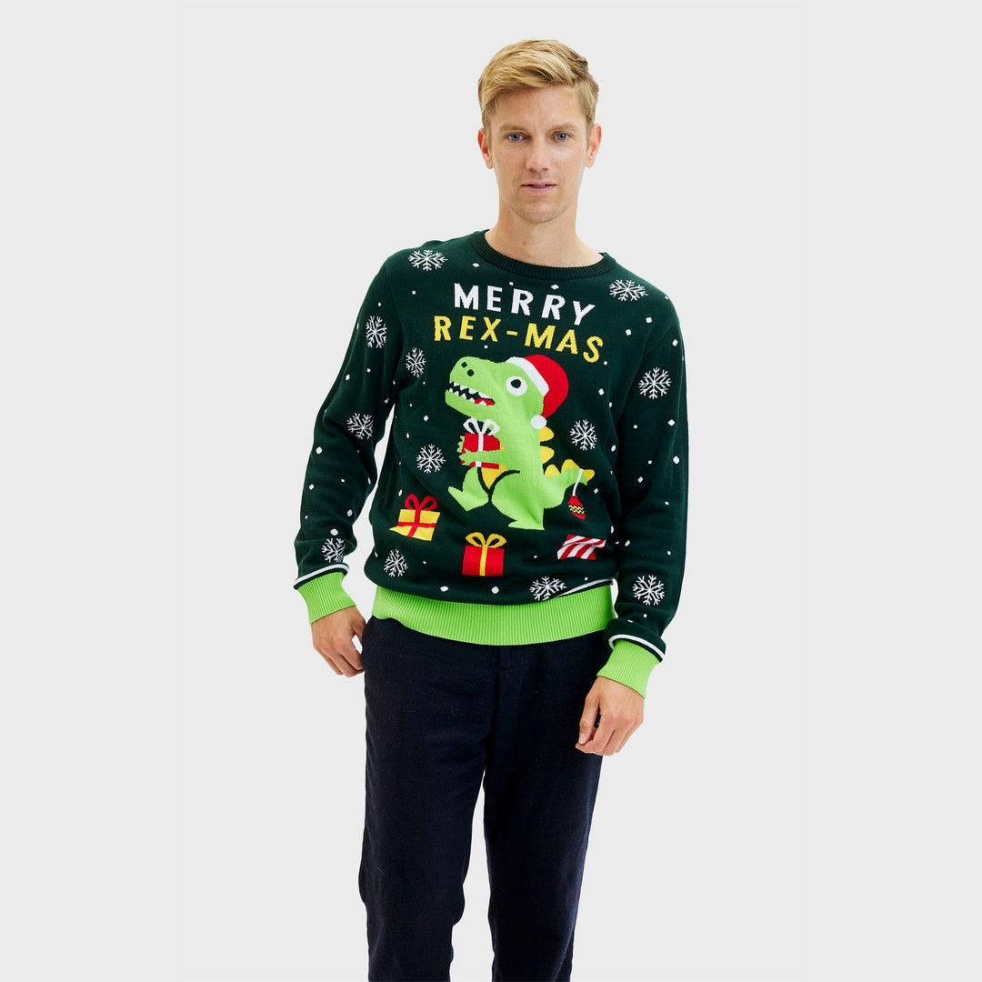 Drune | Lustiger Dino Weihnachtspullover - Herren