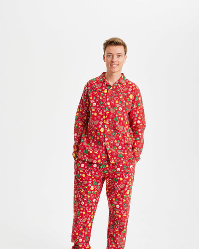Drune | Verrückter Weihnachts-Pyjama Flanell Rot - Herren