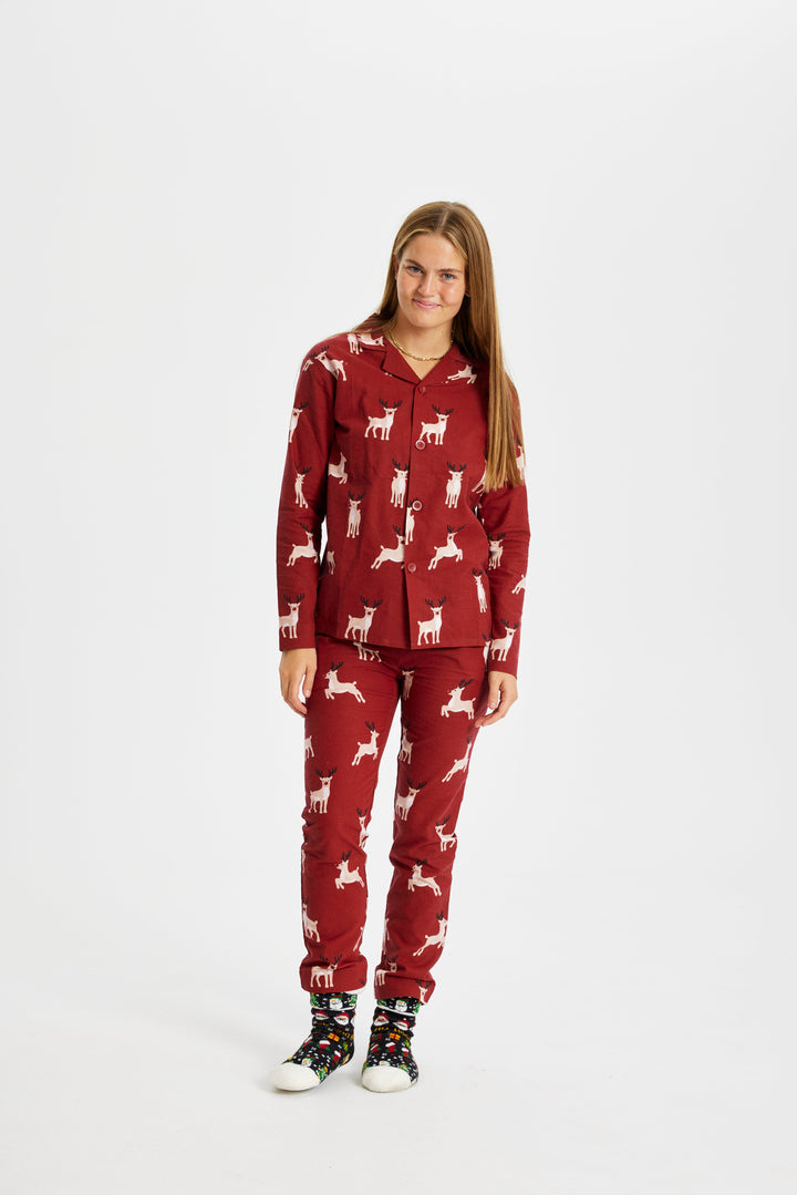 Drune | Rentier Weihnachts-Pyjama Flanell - Damen