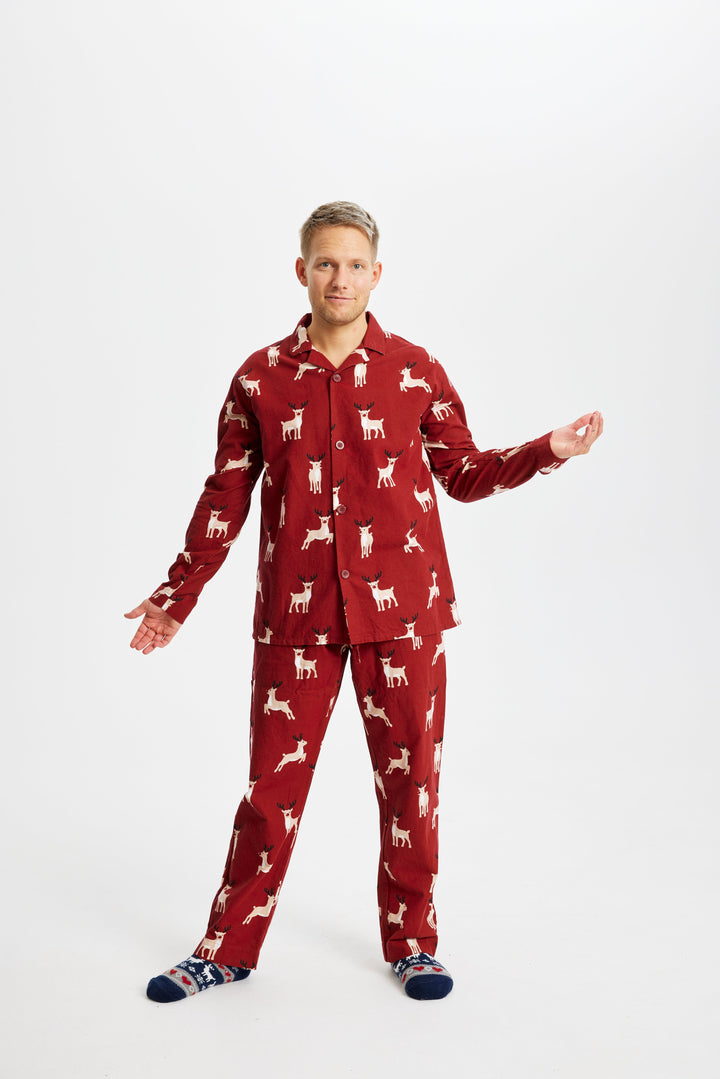 Drune | Rentier Weihnachts-Pyjama Flanell - Herren