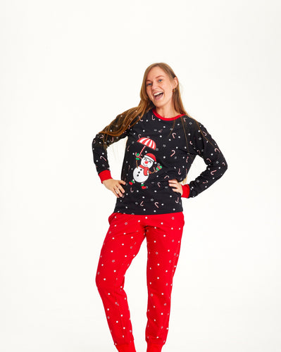 Drune | Flugender Schneemann Weihnachts-Pyjama - Damen