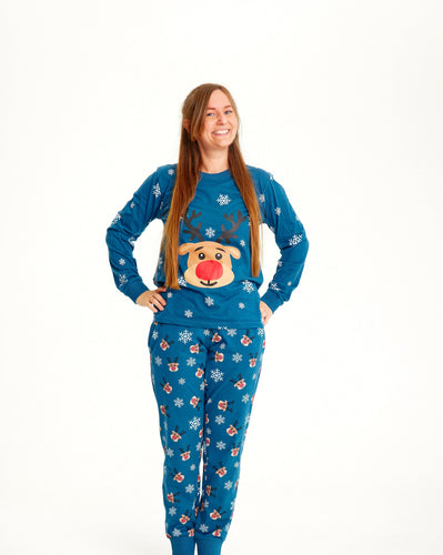 Drune | Rudolfs Weihnachts-Pyjama Blau - Damen