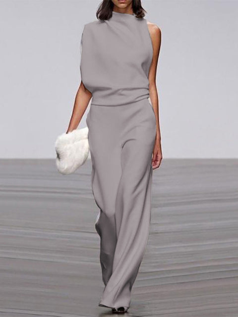 Eleganter Jumpsuit mit Rundhalsausschnitt für Alltag & Besondere Anlässe | Drune