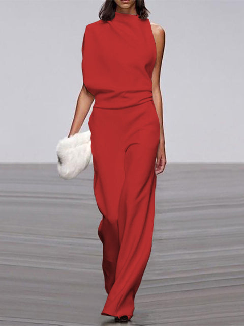 Eleganter Jumpsuit mit Rundhalsausschnitt für Alltag & Besondere Anlässe | Drune