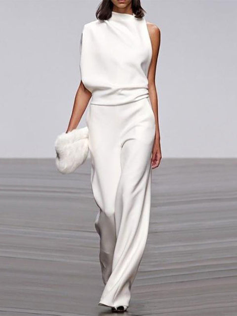 Eleganter Jumpsuit mit Rundhalsausschnitt für Alltag & Besondere Anlässe | Drune