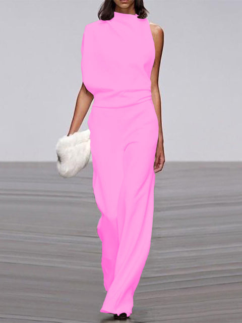 Eleganter Jumpsuit mit Rundhalsausschnitt für Alltag & Besondere Anlässe | Drune