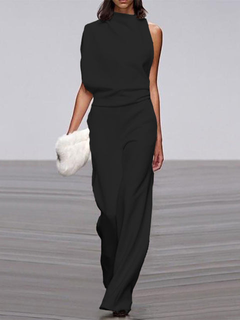 Eleganter Jumpsuit mit Rundhalsausschnitt für Alltag & Besondere Anlässe | Drune