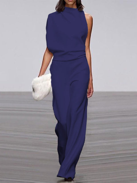 Eleganter Jumpsuit mit Rundhalsausschnitt für Alltag & Besondere Anlässe | Drune