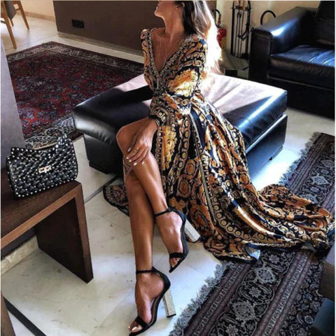 Drune | Boho Damenkleid mit Schlitz