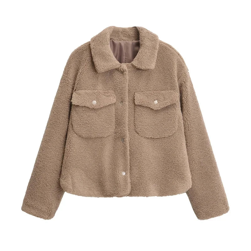 Drune | Kurze Damenjacke mit Teddyfell