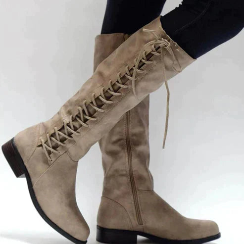 Drune - Damen lange Schnürstiefel für Herbst und Winter