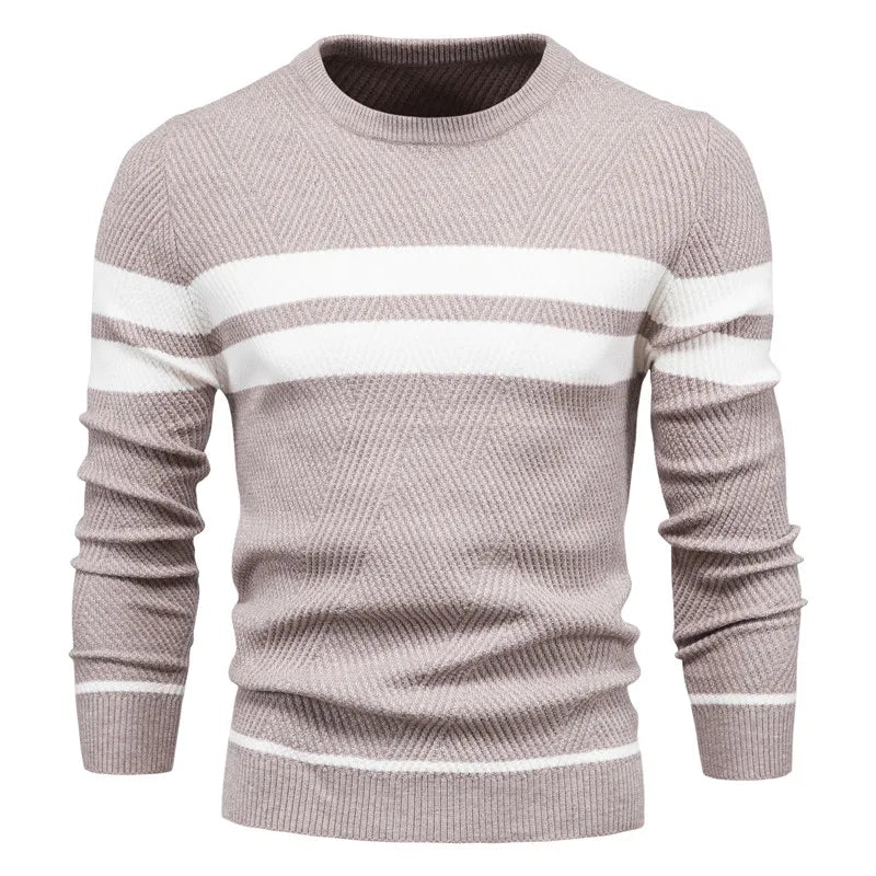 Drune | Strickpullover mit Weißen Streifen Baumwolle Modern, Bequem