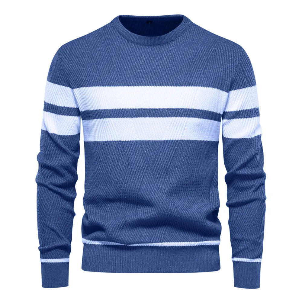 Drune | Strickpullover mit Weißen Streifen Baumwolle Modern, Bequem