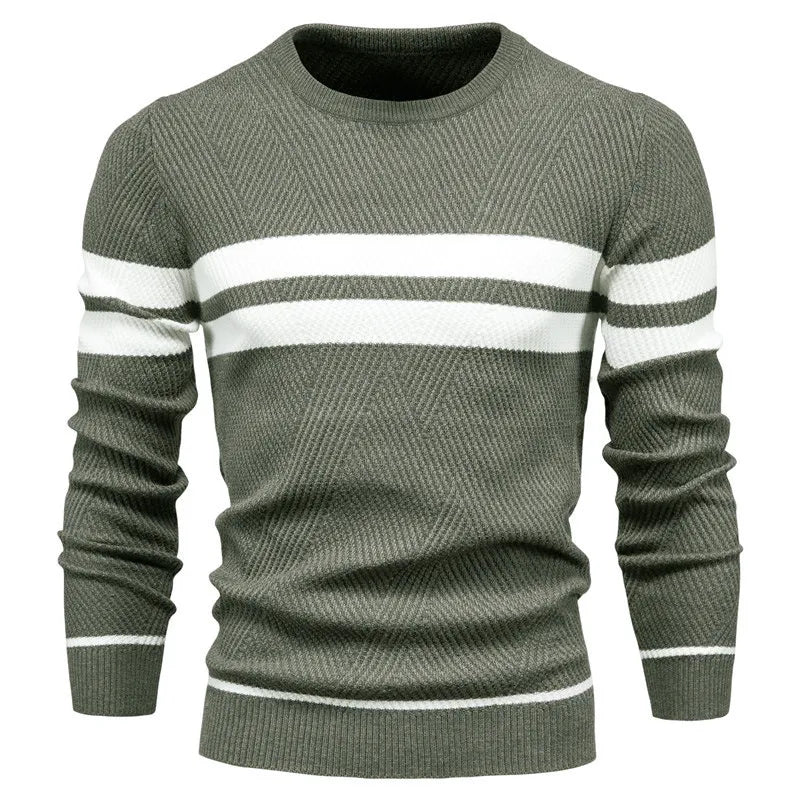 Drune | Strickpullover mit Weißen Streifen Baumwolle Modern, Bequem