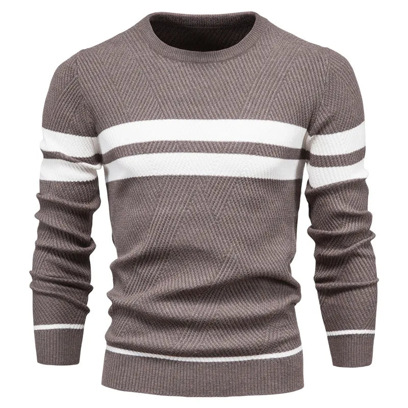 Drune | Strickpullover mit Weißen Streifen Baumwolle Modern, Bequem