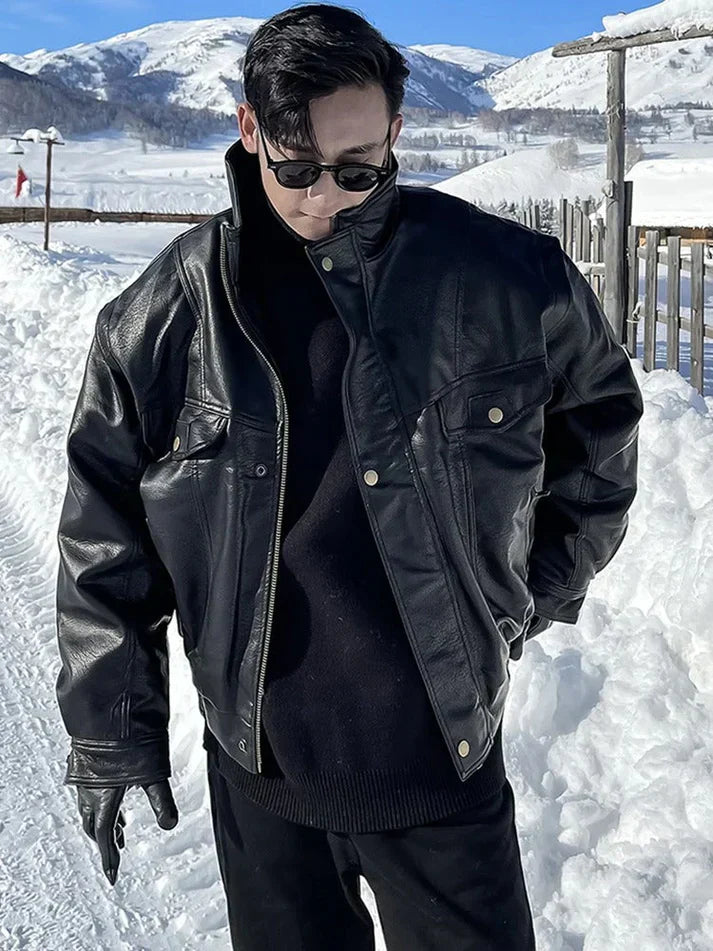 Drune | Zeitloser Herren-Ledermantel im Oversized-Fit für den Alltag