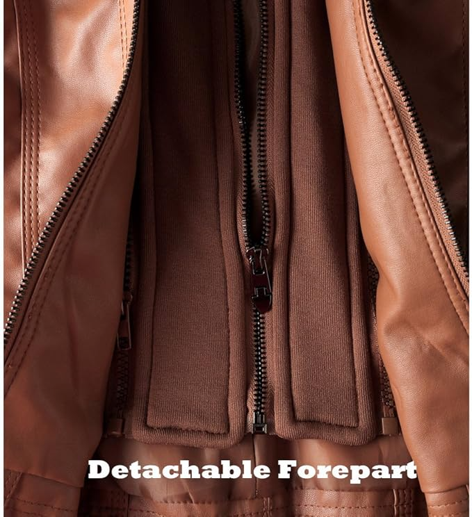 Drune | Lederjacke - Mit Kapuze - Figurbetonter Schnitt - Vielseitig & Stylisch
