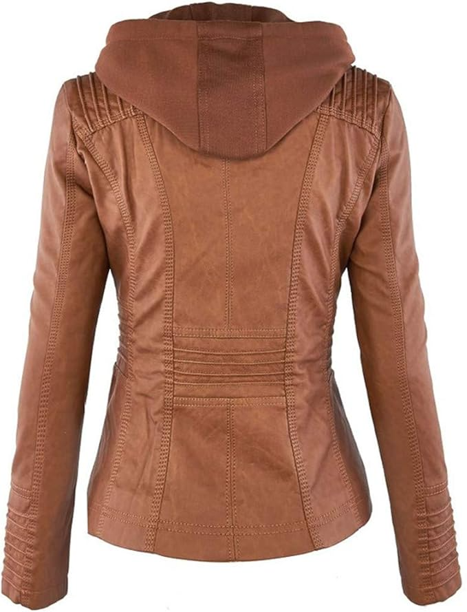 Drune | Lederjacke - Mit Kapuze - Figurbetonter Schnitt - Vielseitig & Stylisch