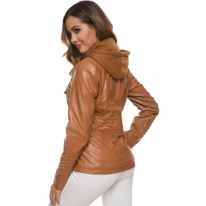 Drune | Lederjacke - Mit Kapuze - Figurbetonter Schnitt - Vielseitig & Stylisch