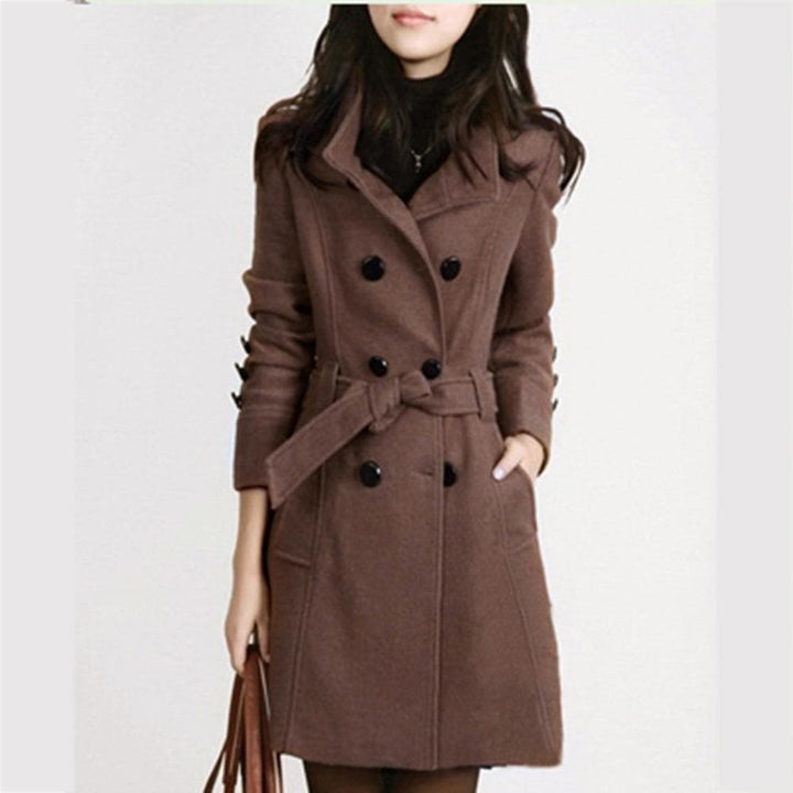 Drune | Damen Klassischer Trenchcoat mit Gürtel und Doppelter Knop Reihe