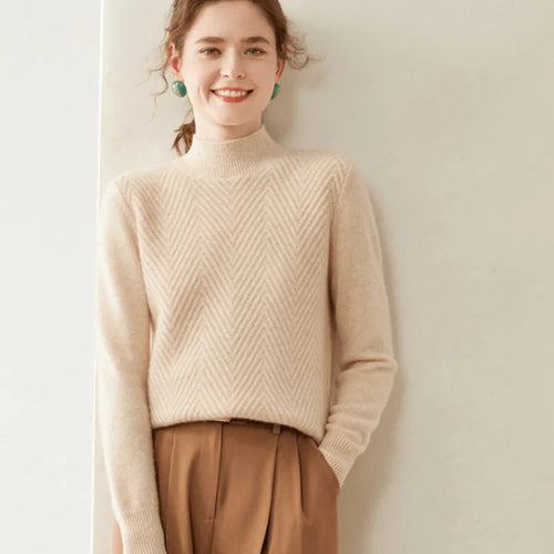 Drune | Pullover mit Chevron-Muster und Mock Neck