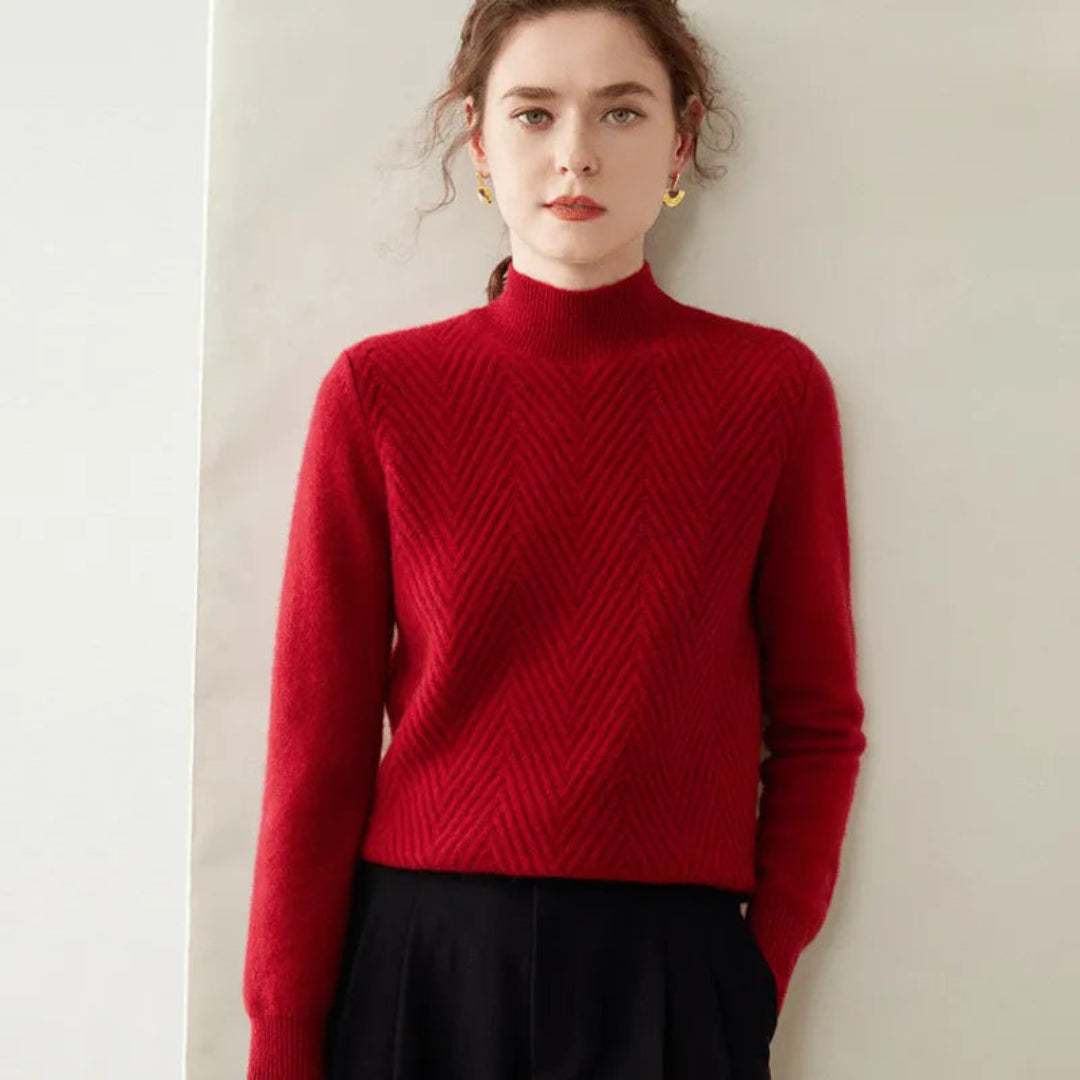 Drune | Pullover mit Chevron-Muster und Mock Neck