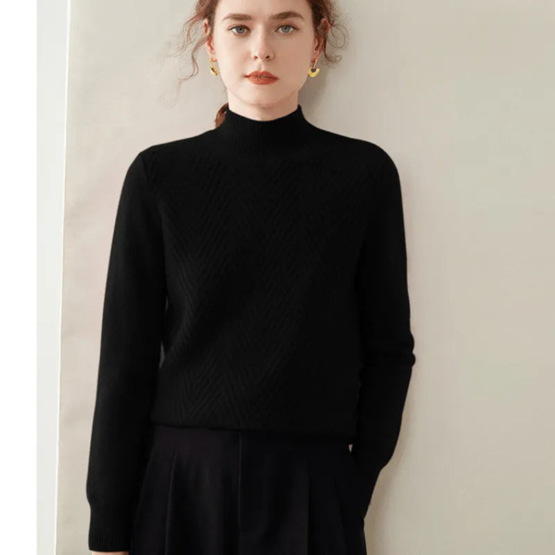 Drune | Pullover mit Chevron-Muster und Mock Neck