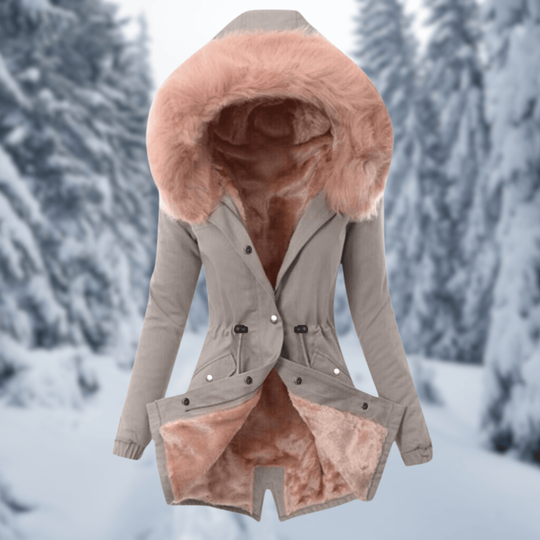 Drune | Damen Baumwoll Winterjacke mit Kapuze und Pelzfütterung