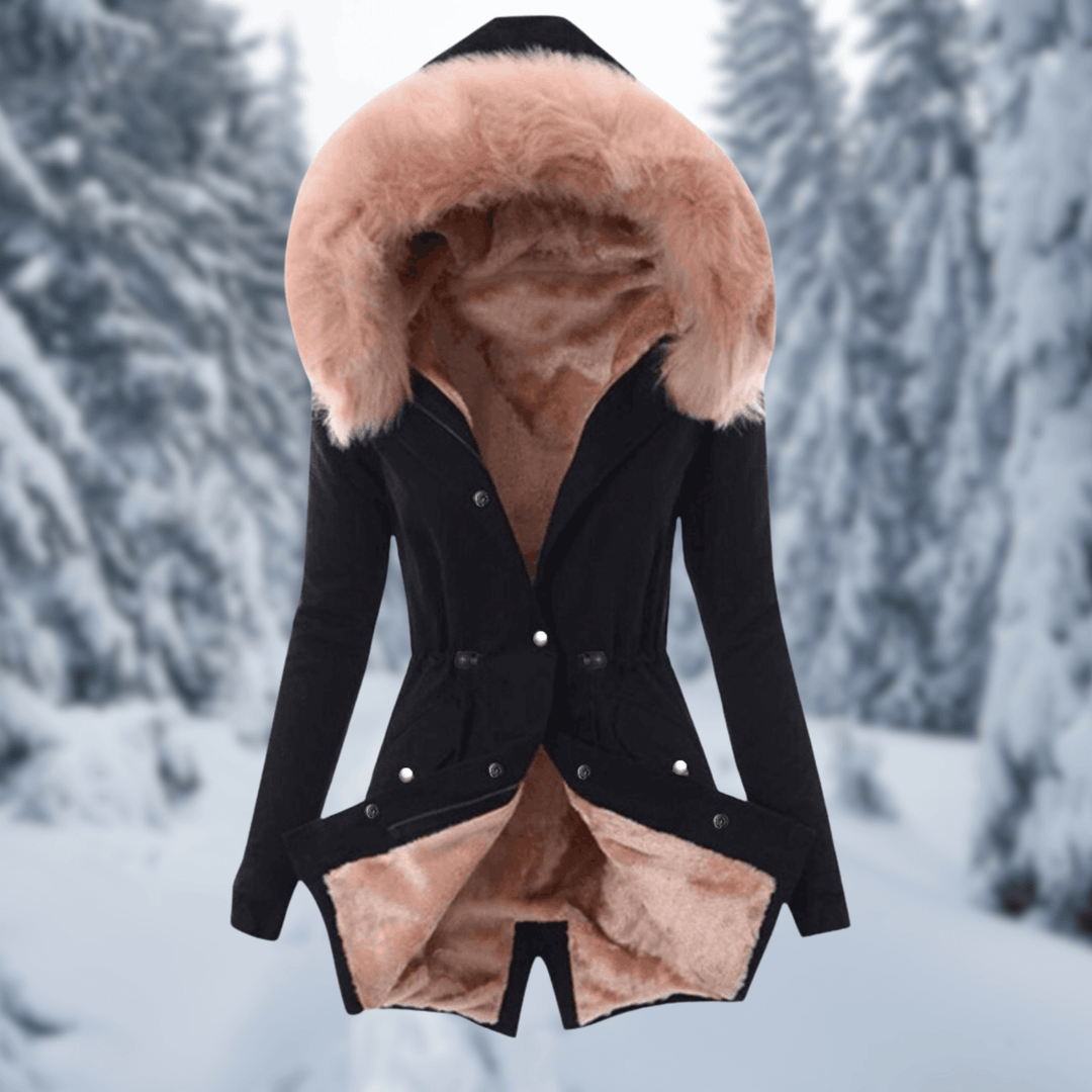 Drune | Damen Baumwoll Winterjacke mit Kapuze und Pelzfütterung