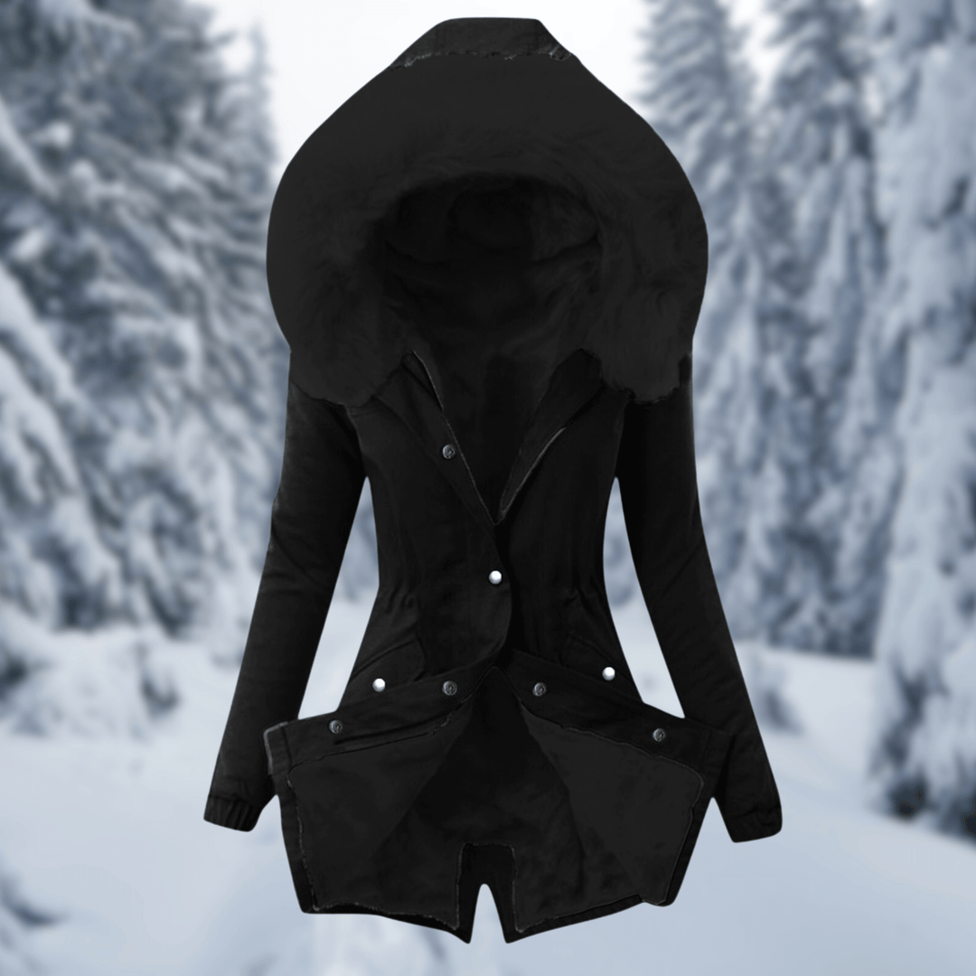 Drune | Damen Baumwoll Winterjacke mit Kapuze und Pelzfütterung
