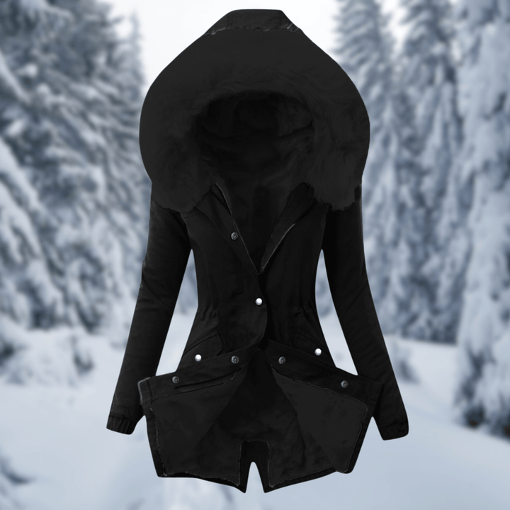 Drune | Damen Baumwoll Winterjacke mit Kapuze und Pelzfütterung