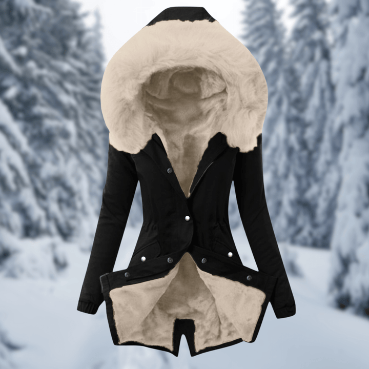 Drune | Damen Baumwoll Winterjacke mit Kapuze und Pelzfütterung