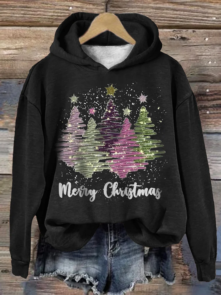 Drune | Kapuzenpullover Damen Loose Fit Weihnachtsbaum Pullover Sweatshirt