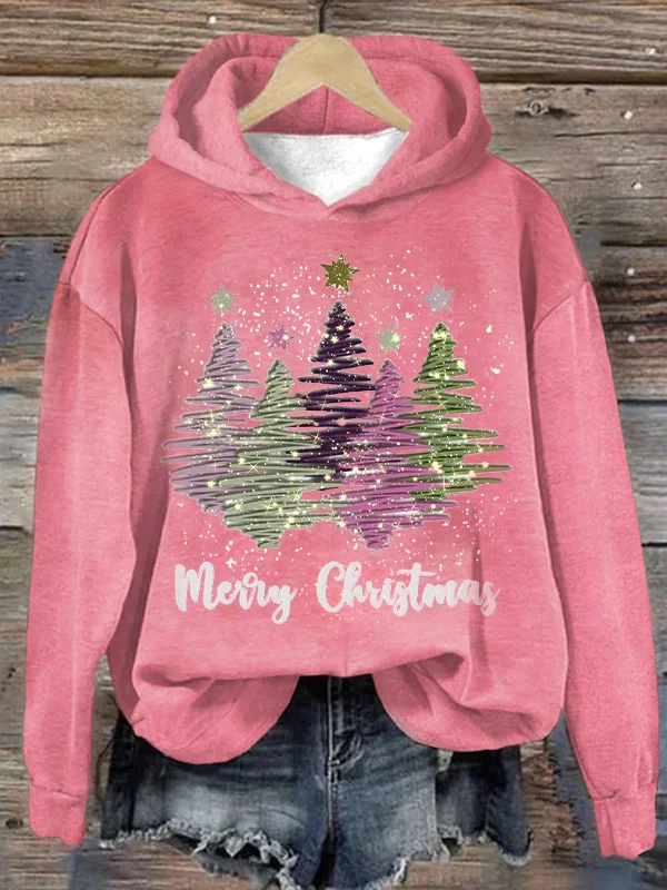 Drune | Kapuzenpullover Damen Loose Fit Weihnachtsbaum Pullover Sweatshirt