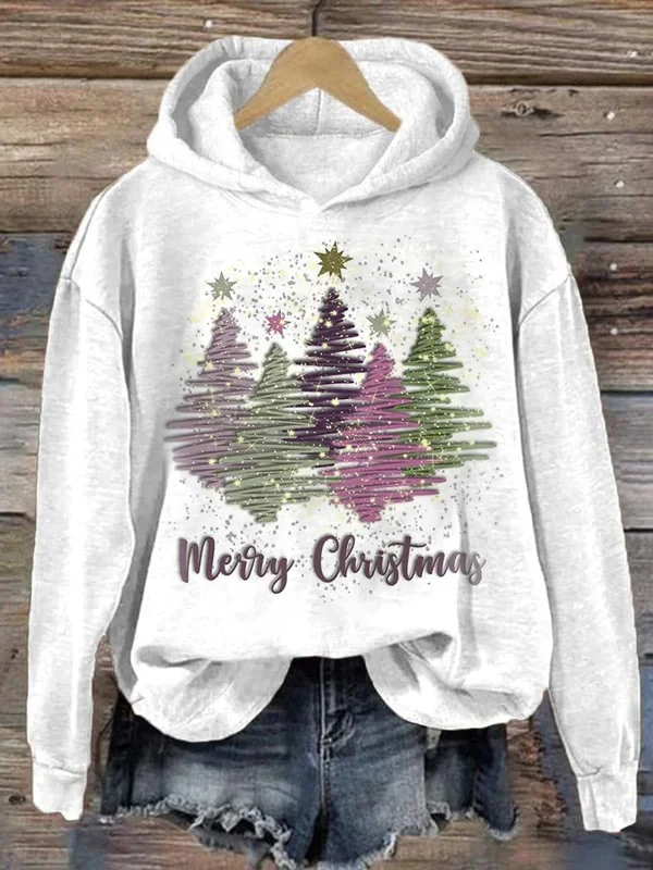 Drune | Kapuzenpullover Damen Loose Fit Weihnachtsbaum Pullover Sweatshirt