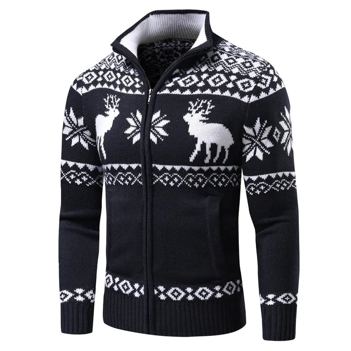 Drune | Reißverschluss Stehkragen Gestrickte Weste Herren Weihnachtshemden