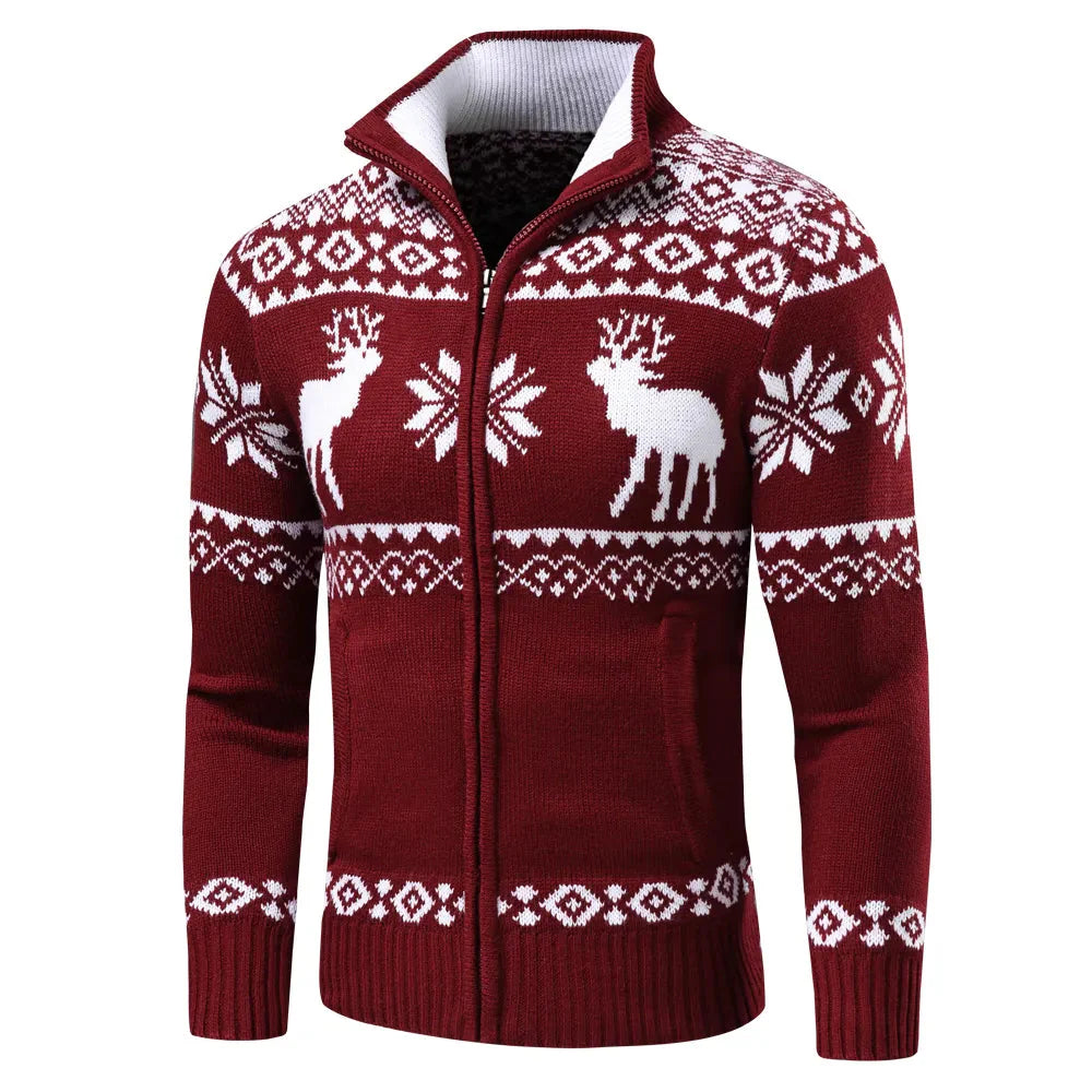 Drune | Reißverschluss Stehkragen Gestrickte Weste Herren Weihnachtshemden