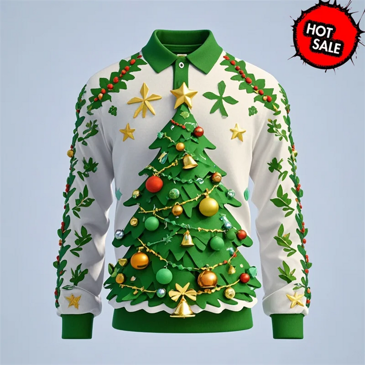 Drune | Santa Claus Polo Shirt - Stylisches Herren Polohemd mit 3D-Druck & atmungsaktiver Baumwolle