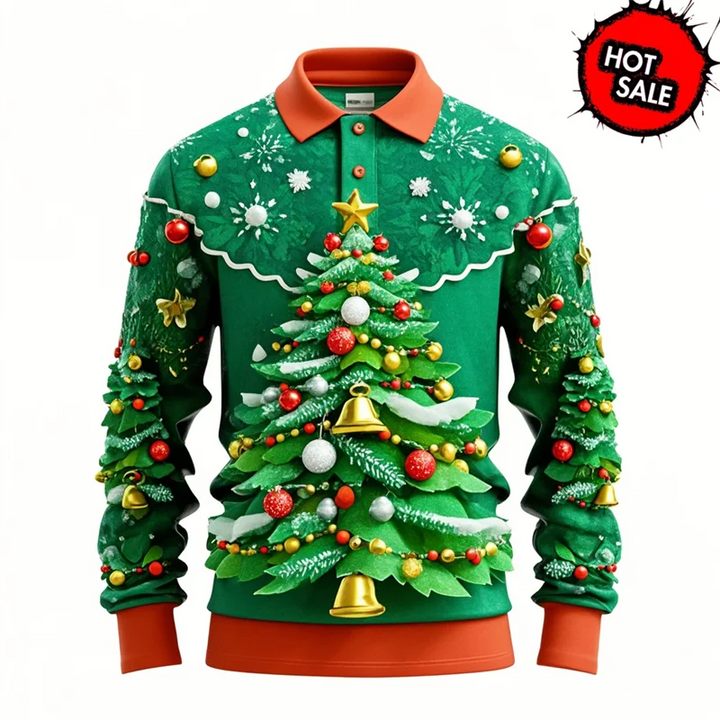 Drune | Santa Claus Polo Shirt - Stylisches Herren Polohemd mit 3D-Druck & atmungsaktiver Baumwolle