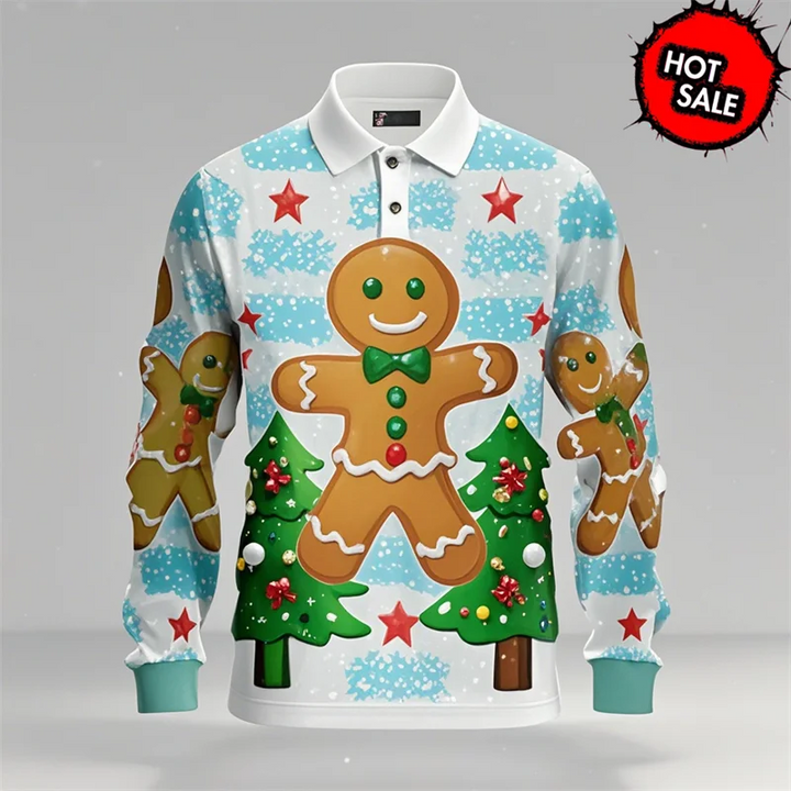 Drune | Santa Claus Polo Shirt - Stylisches Herren Polohemd mit 3D-Druck & atmungsaktiver Baumwolle